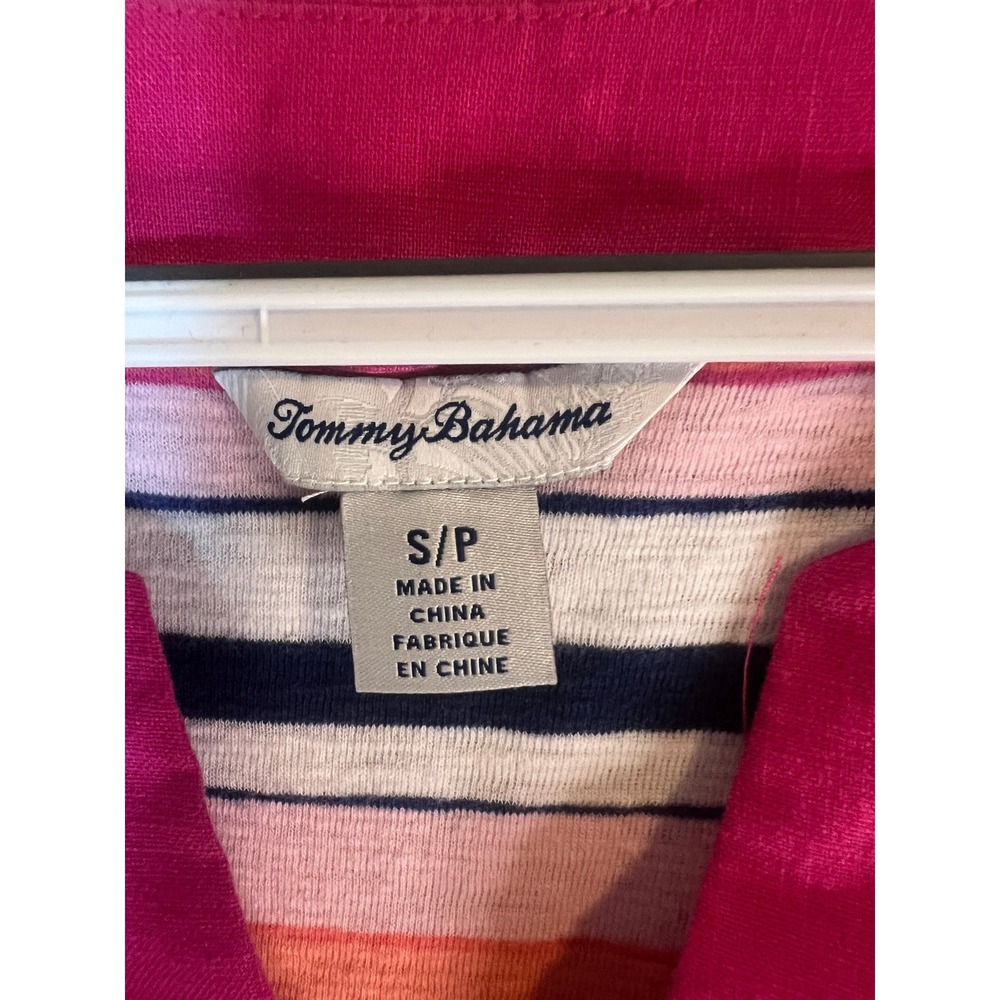 Tommy Bahama Pink Orange Striped V-Neck Sleeveless Cotton Shift Dress Womens S - Picture 2 of 6